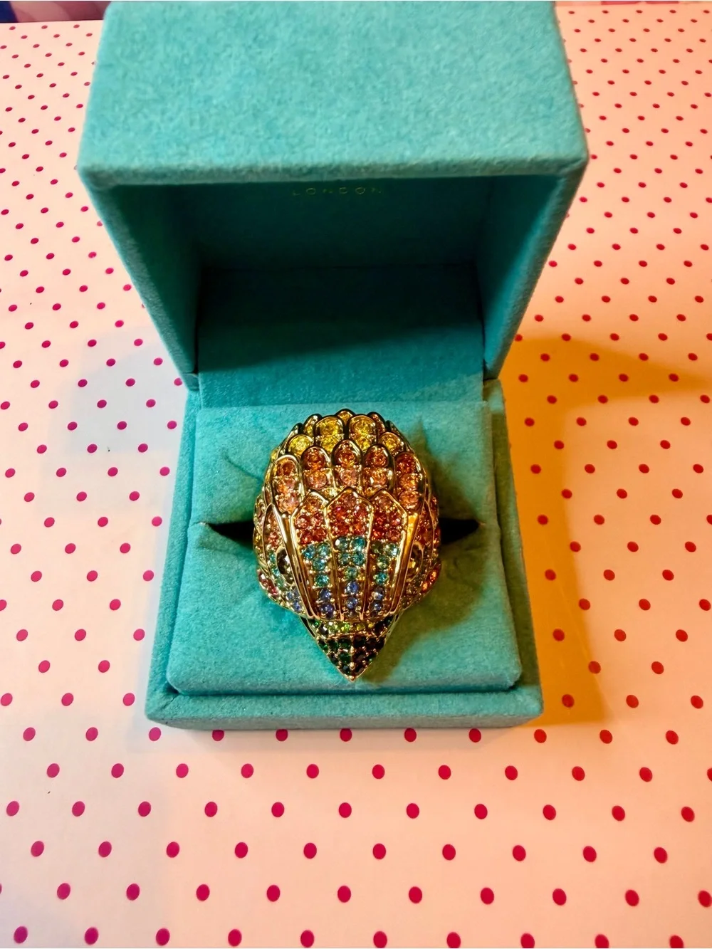 Kurt Geiger Rainbow Eagle Statement Ring size 8